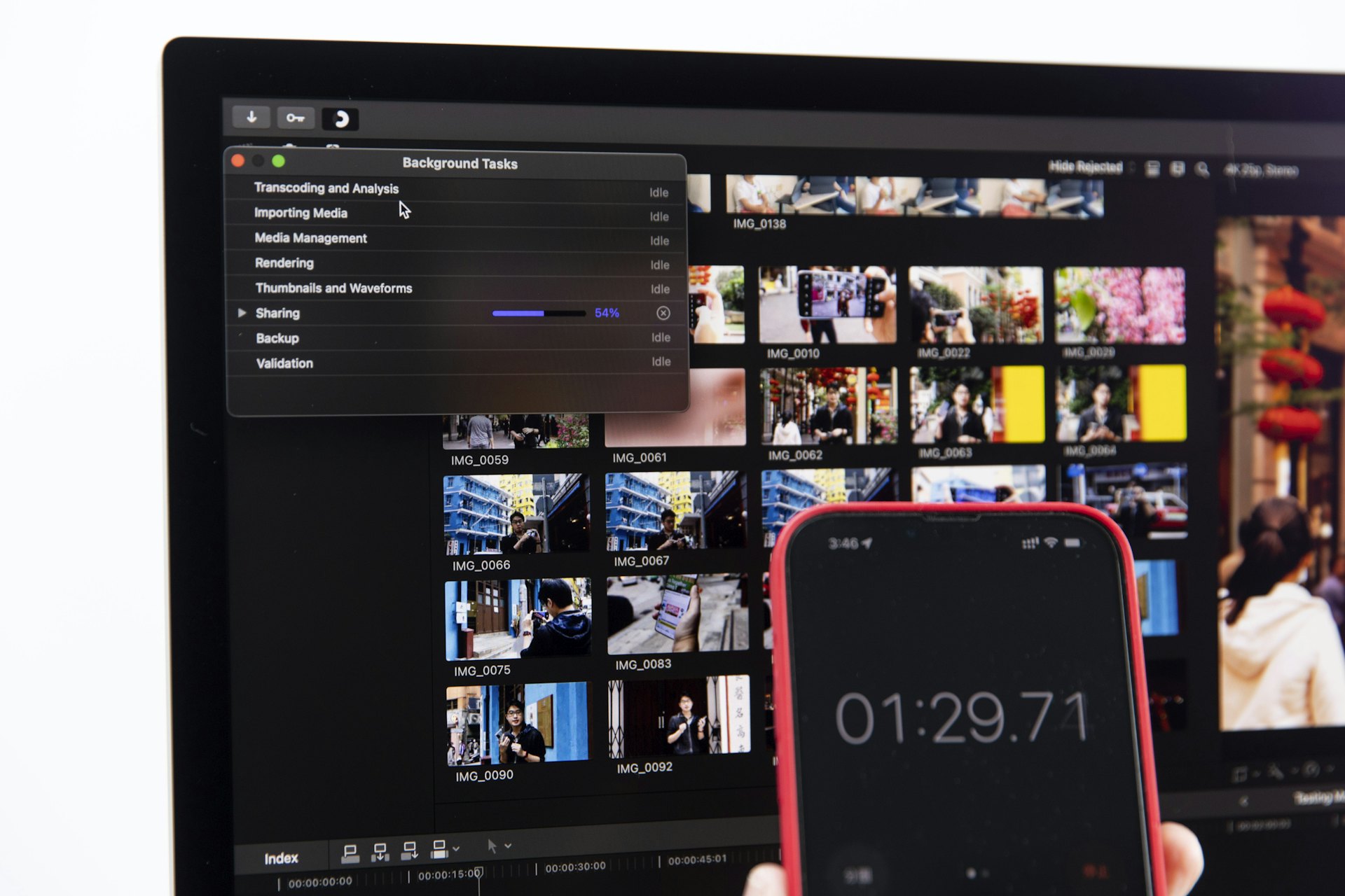 利用Final Cut Pro輸出龐大的4K剪輯影片(輸出後約40GB),只需2分半鐘。(黃寶瑩 攝)