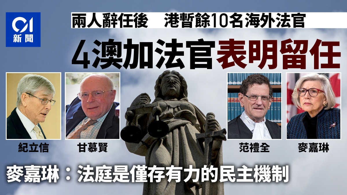 餘下海外法官去留 澳加4名法官表明留任5名英籍法官聯署留任