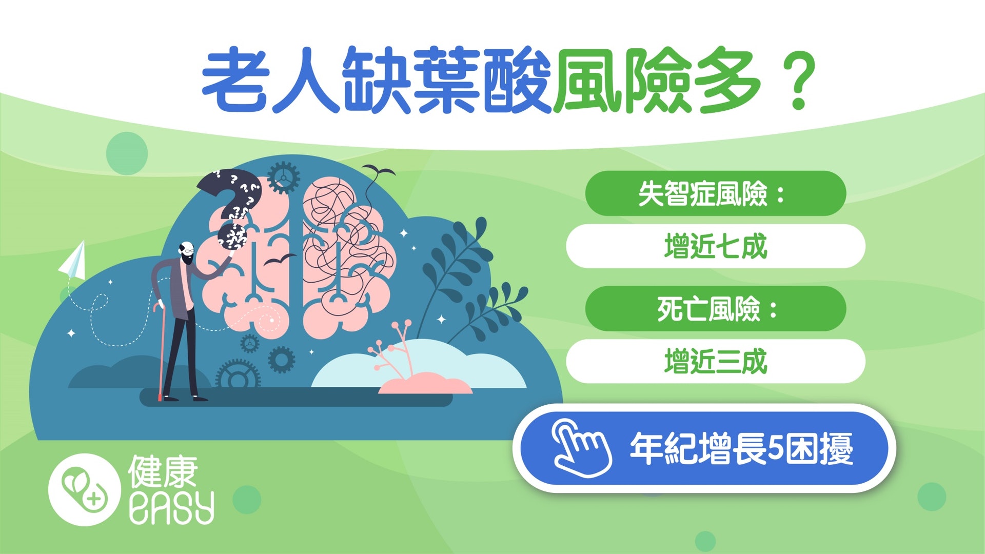銀髮健康|長者缺乏葉酸恐危及生命?研究:或提高失智和死亡風險 銀髮健康|長者缺乏葉酸恐危及生命?研究:或提高失智和死亡風險