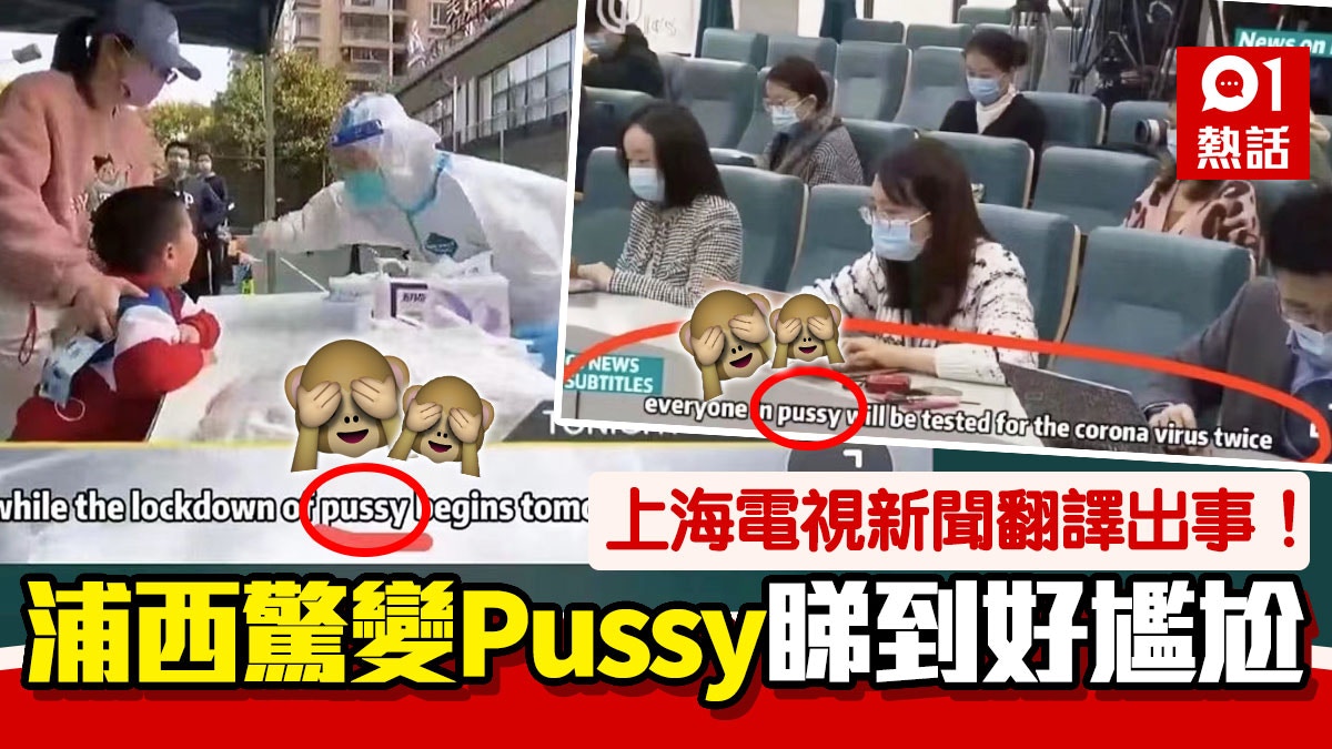 上海 pussy 上海浦西英文譯作Pussy？內地電視新聞字幕惹不雅聯想網民暴怒