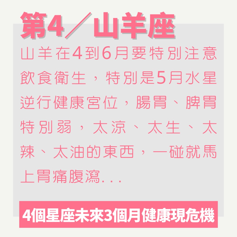 4個星座未來3個月健康現危機（01製圖）