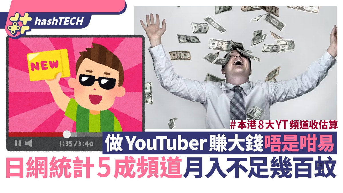 YouTuber發達神話破滅|拍片背後現實 近半數頻道月入不足1萬日圓 YouTuber發達神話破滅|拍片背後現實 近半數頻道月入不足1萬日圓