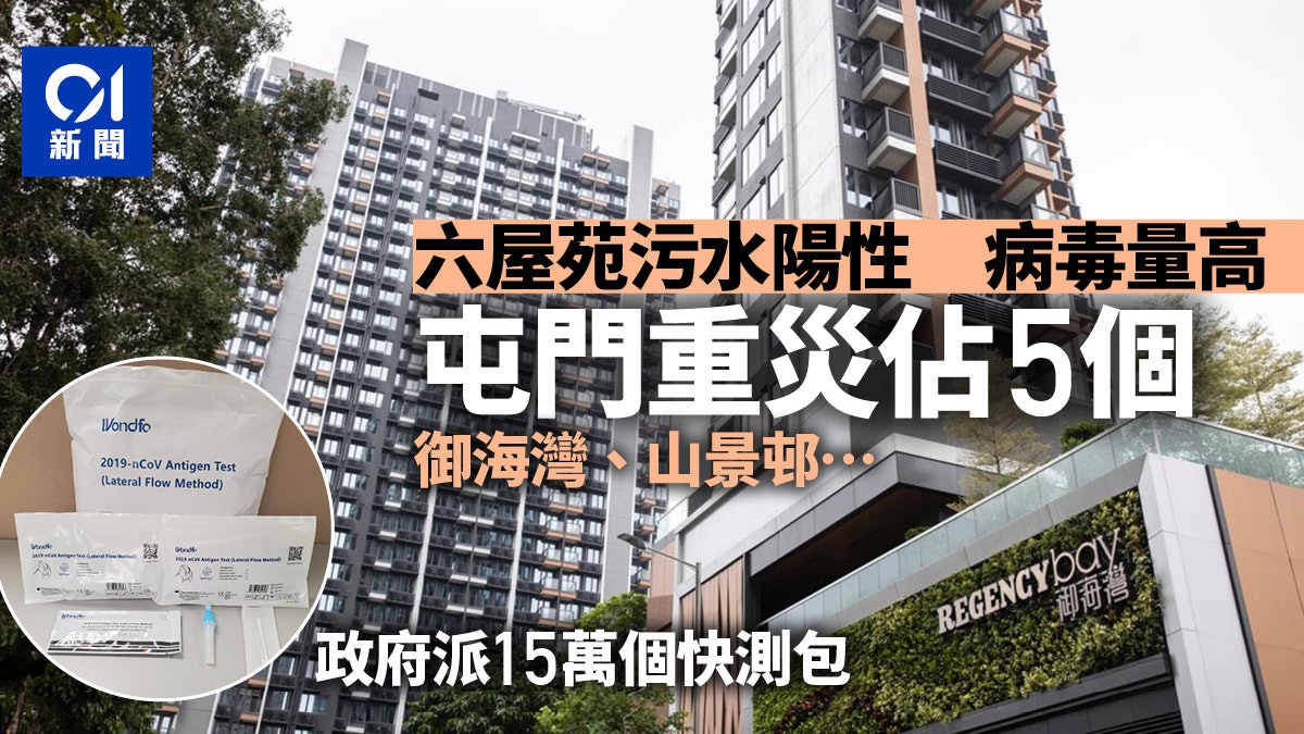 增六屋苑污水陽性 屯門重災涉御海灣、嘉悅半島 派15萬個快測包 增六屋苑污水陽性 屯門重災涉御海灣、嘉悅半島 派15萬個快測包