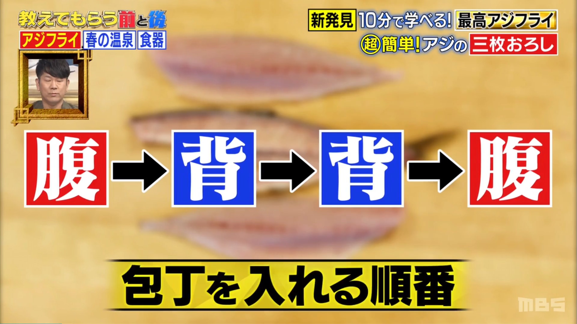 西澤大廚的起魚柳口訣是「腹背背腹」。(《教えてもらう前と後》影片截圖 ) 西澤大廚的起魚柳口訣是「腹背背腹」。(《教えてもらう前と後》影片截圖 )