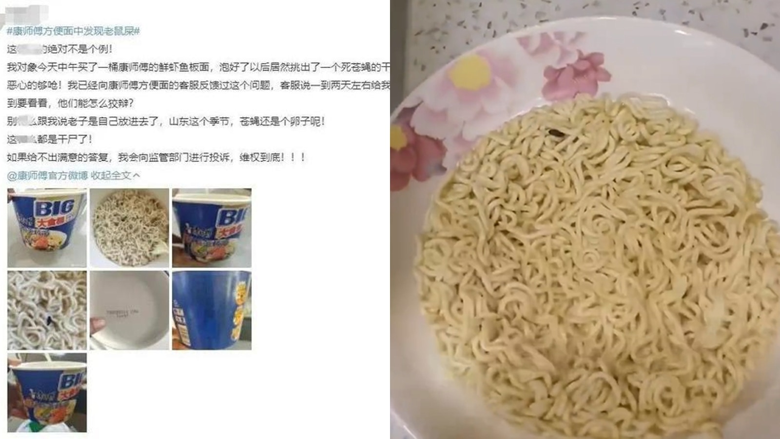 即食麵中有老鼠屎 烏蠅乾屍 頻現食安問題康師傅稱展開調查