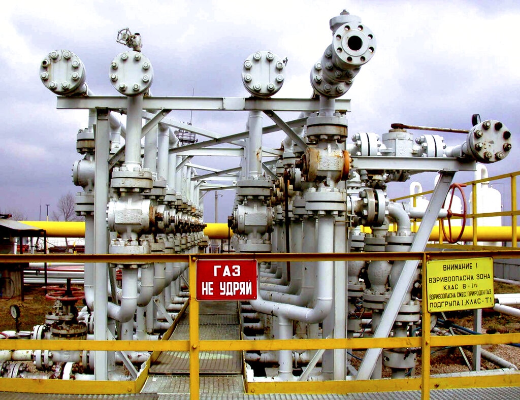 图为2003年3月，保加利亚Chiren的一个天然气输送设施。 （AP）