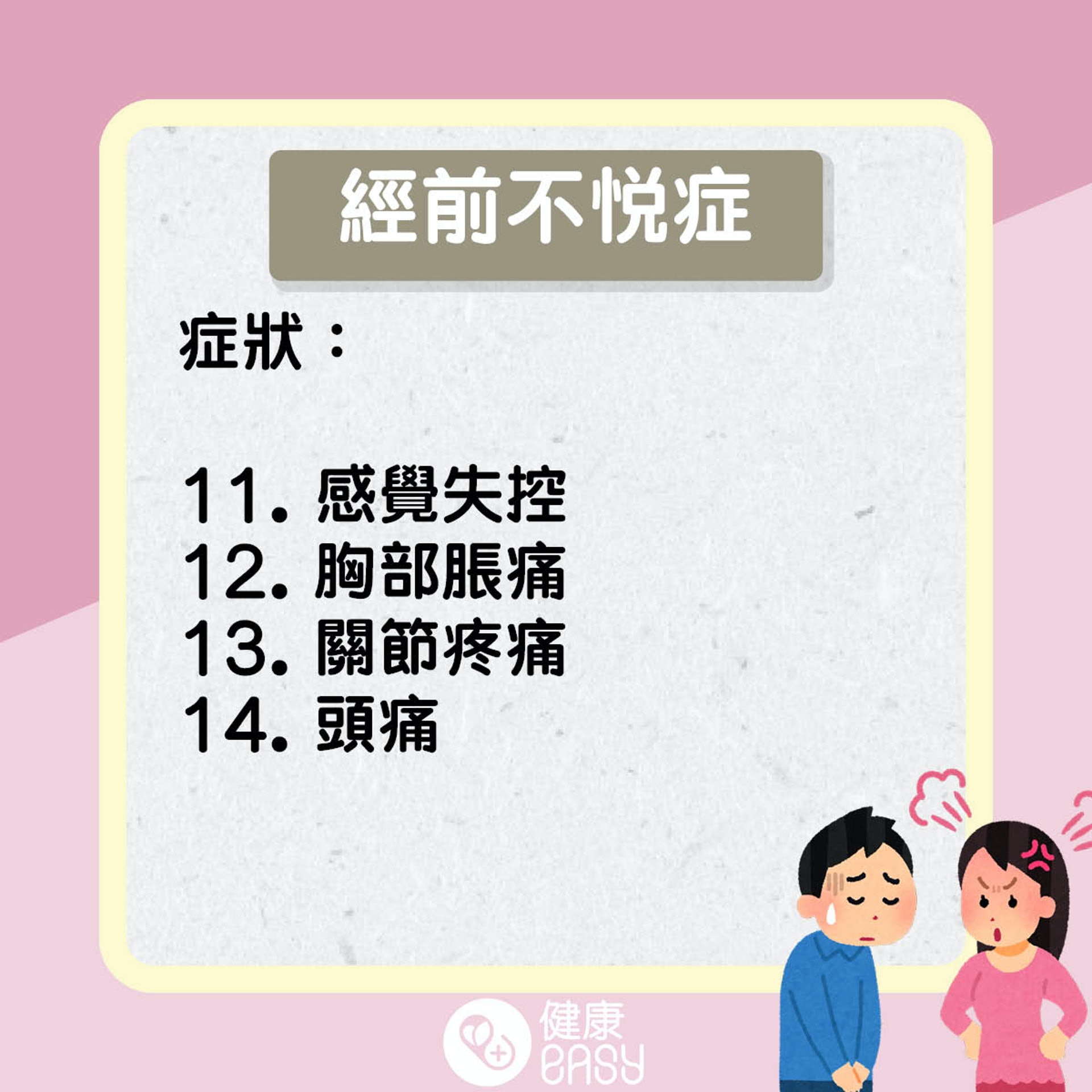 經前不悅症知多啲。(醫師Easy製圖) 經前不悅症知多啲。(醫師Easy製圖)