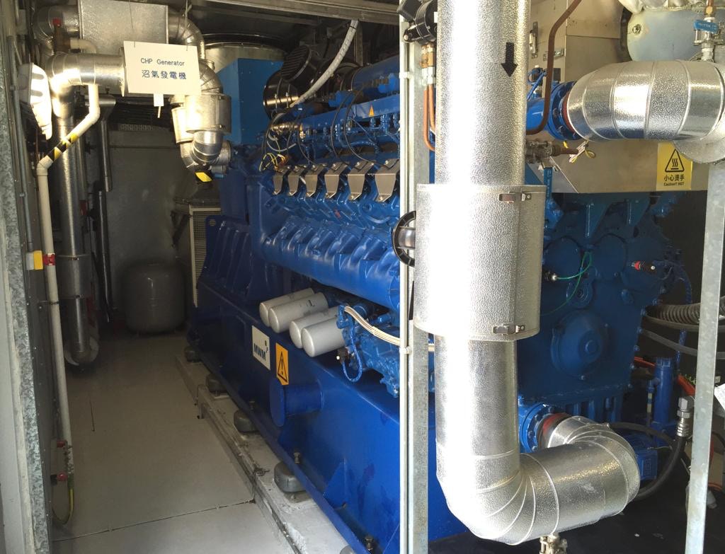 首台裝設在香港醫院的電熱聯供沼氣內燃機發電機組。