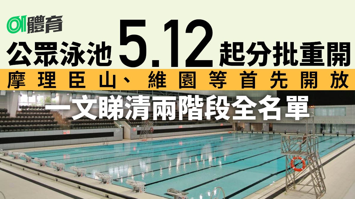 泳池重開|公眾游泳池分兩批5.12起開放5種情況下豁免戴口罩 泳池重開|公眾游泳池分兩批5.12起開放5種情況下豁免戴口罩