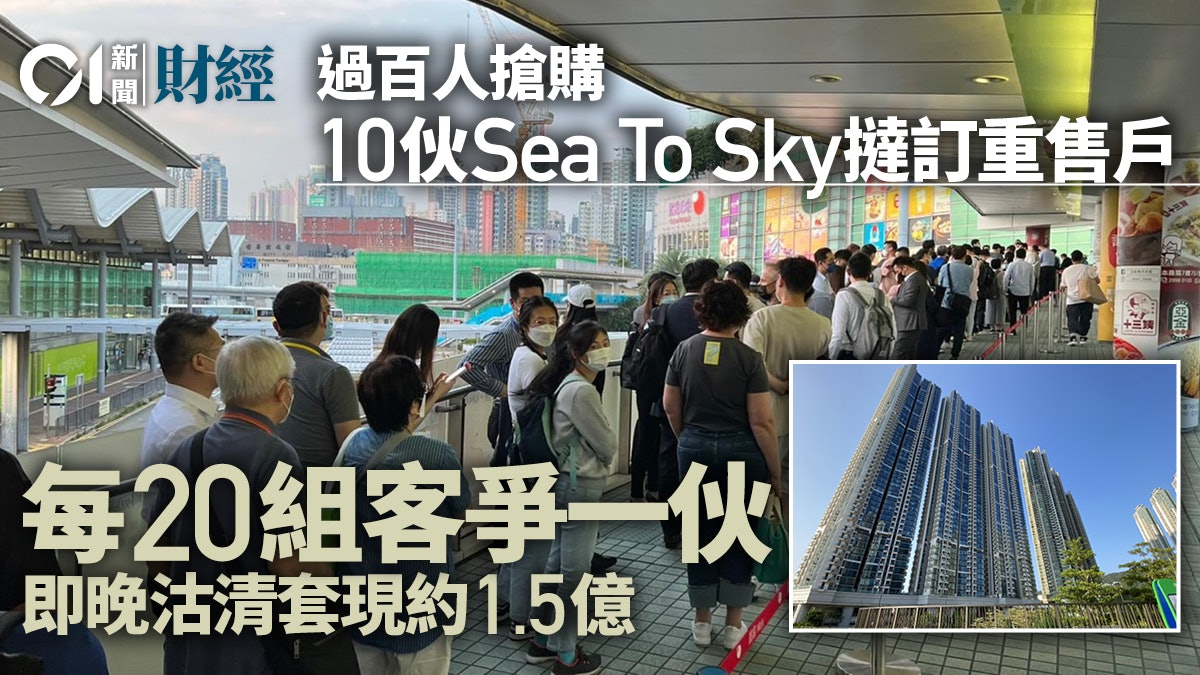 SEA TO SKY 10伙撻訂貨重售 吸逾百人搶購 人龍延至紅磡站天橋 SEA TO SKY 10伙撻訂貨重售 吸逾百人搶購 人龍延至紅磡站天橋