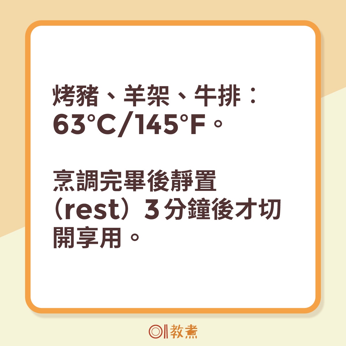 各樣肉類、剩菜的烹調溫度指引