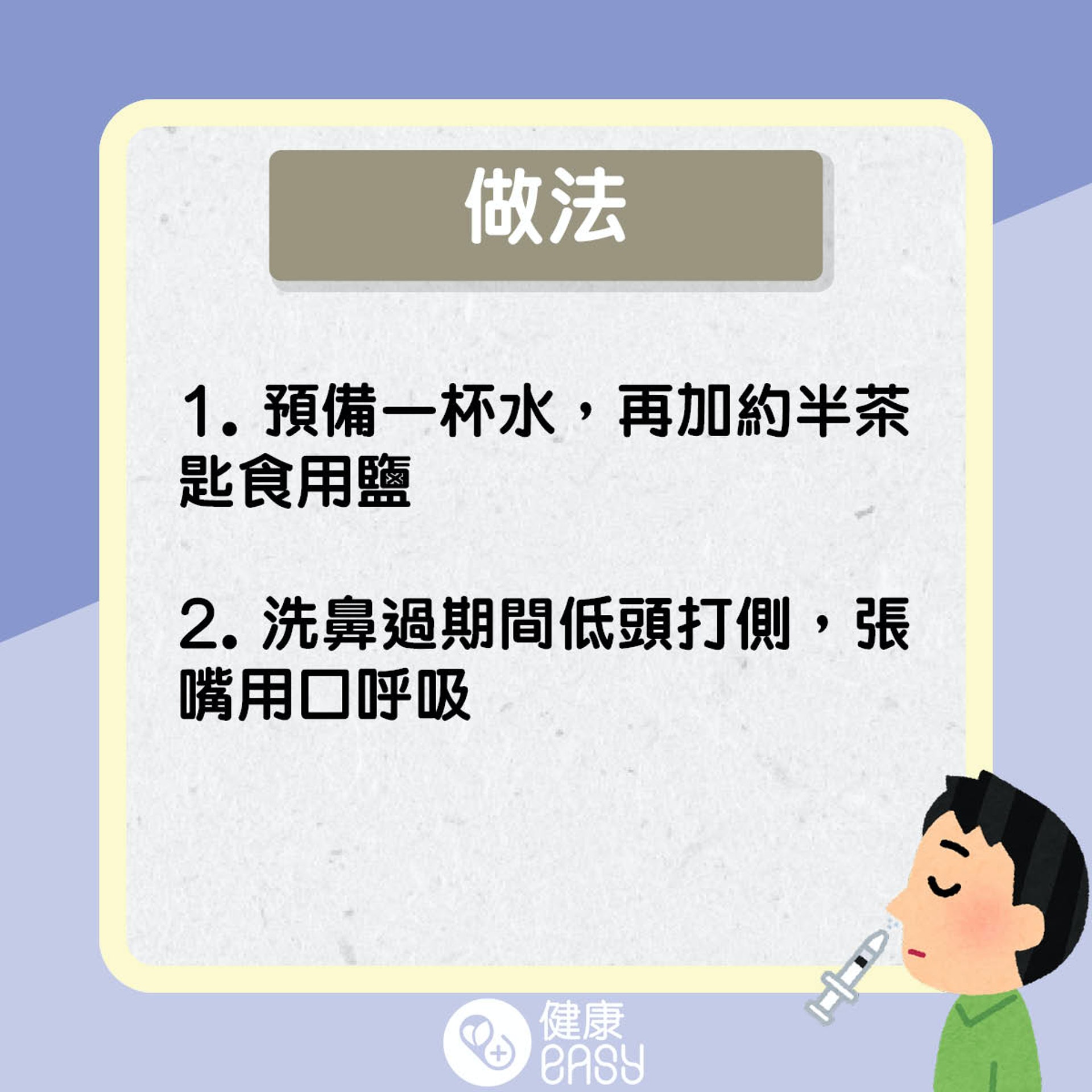 如何在家正確洗鼻?(醫師Easy製圖) 如何在家正確洗鼻?(醫師Easy製圖)