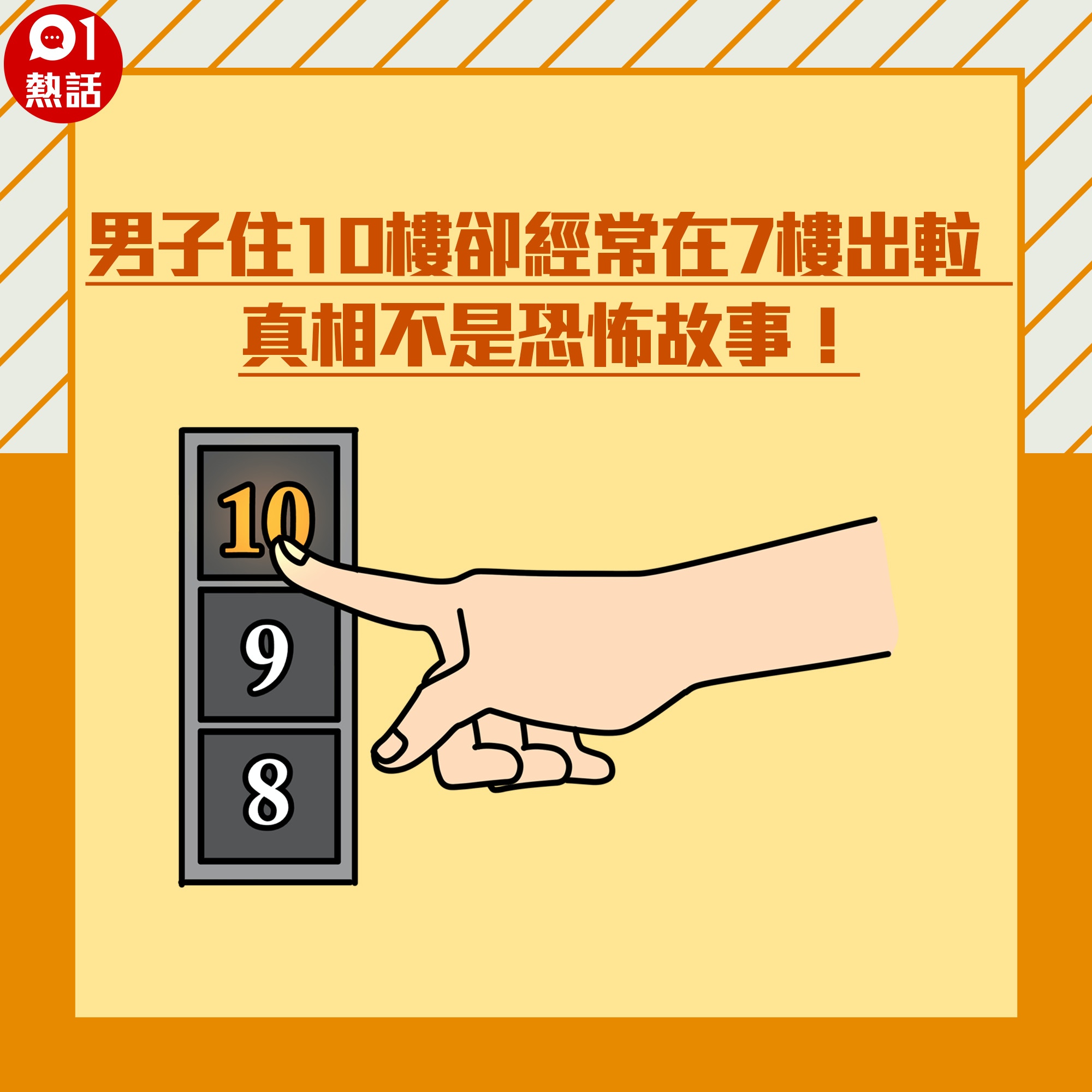 男子住10樓卻常在7樓出𨋢！（香港01製圖）