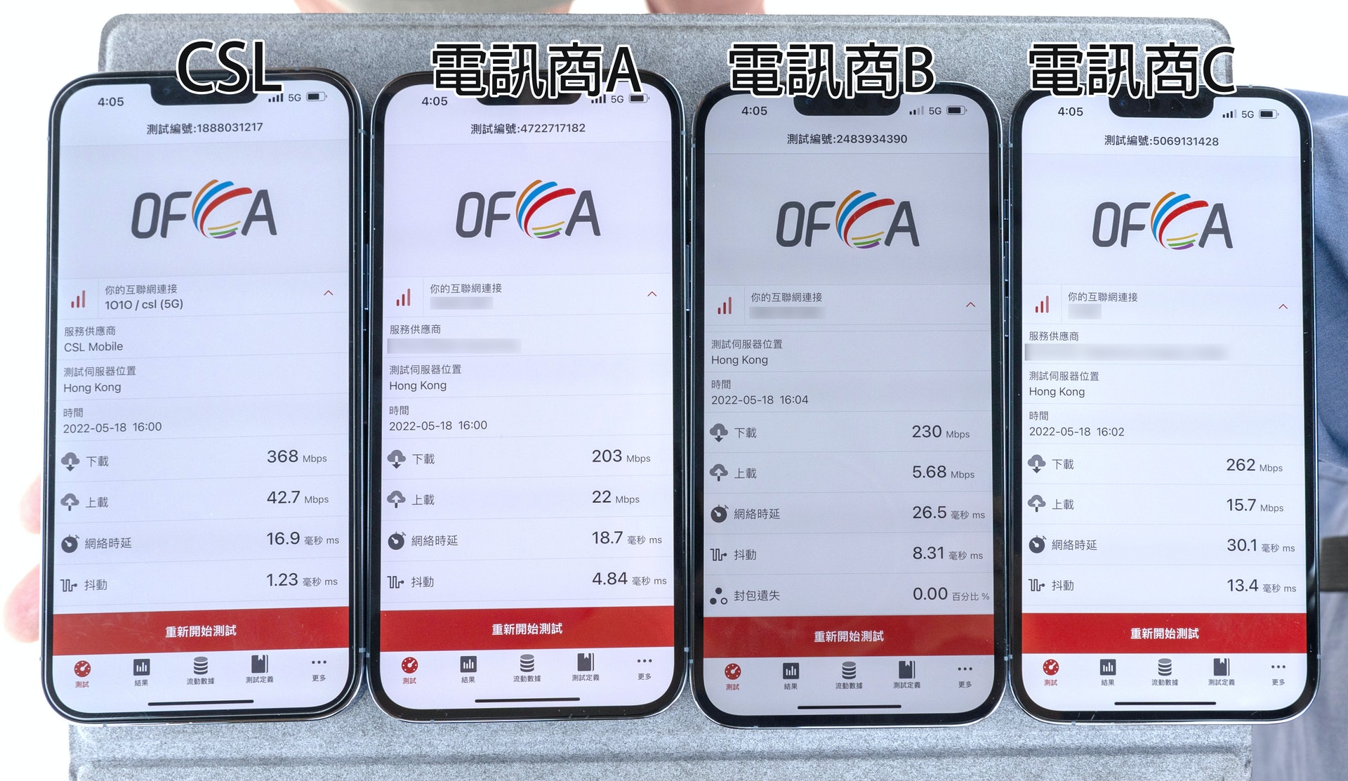 大浪灣泳灘手機 5G 測速結果(蘇煒然 攝)