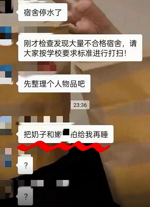 鄭州輕工業大學體育學院副院長在微信工作群組中發送色情訊息。（視頻截圖）