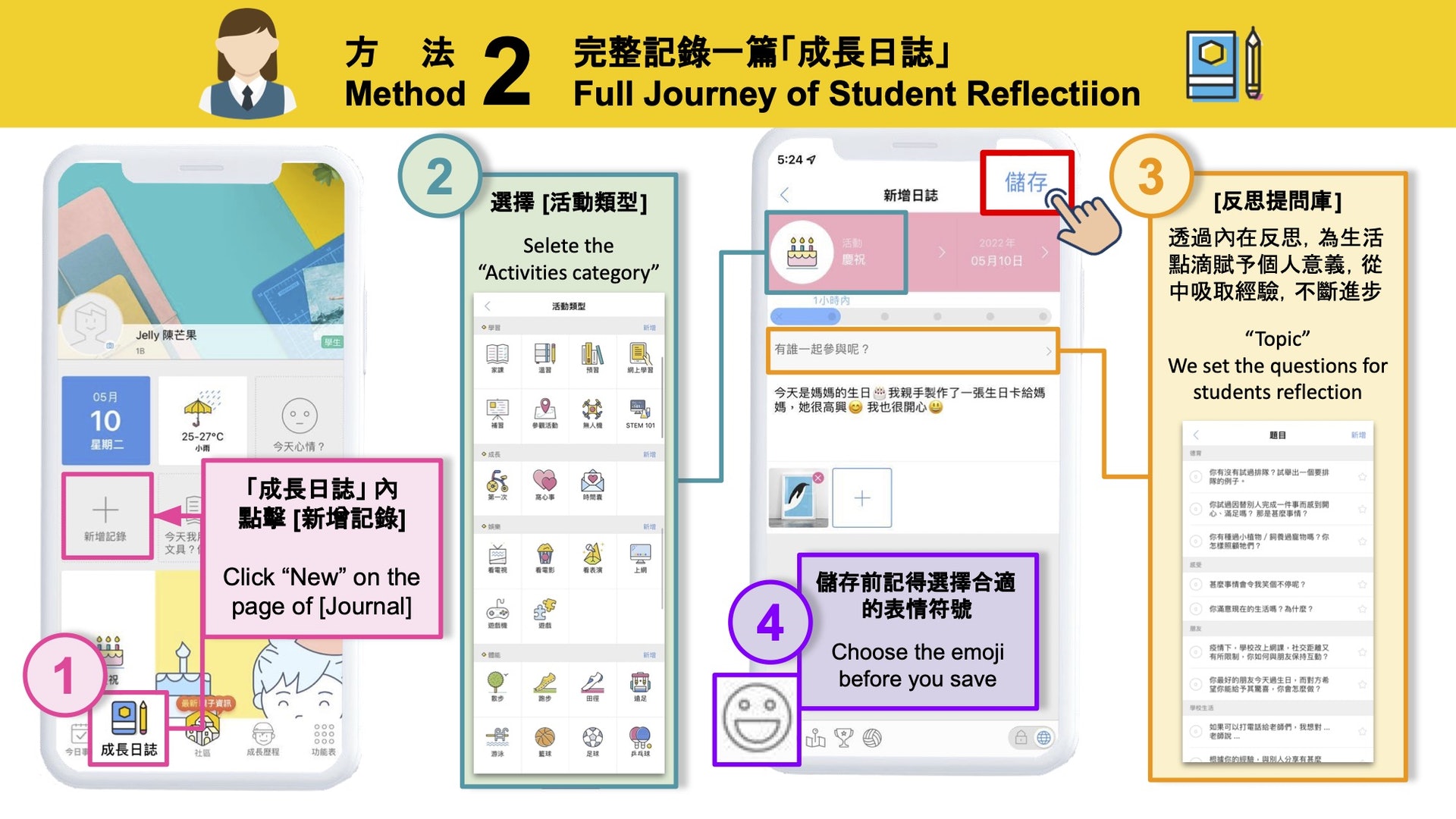 學生及家長有兩個方法記錄心情。（受訪者提供）