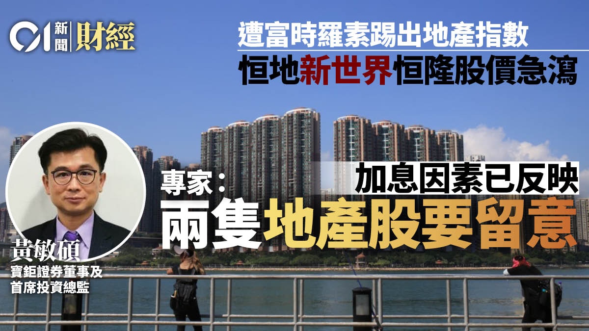 恒地與新世界及恒隆同被剔出富時羅素旗下指數專家視呢隻為首選