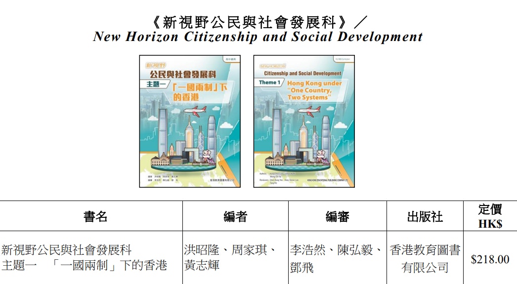 公民科 六套教科書獲批使用教育圖書兩套由陳弘毅及鄧飛等編審 公民科 六套教科書獲批使用教育圖書兩套由陳弘毅及鄧飛等編審