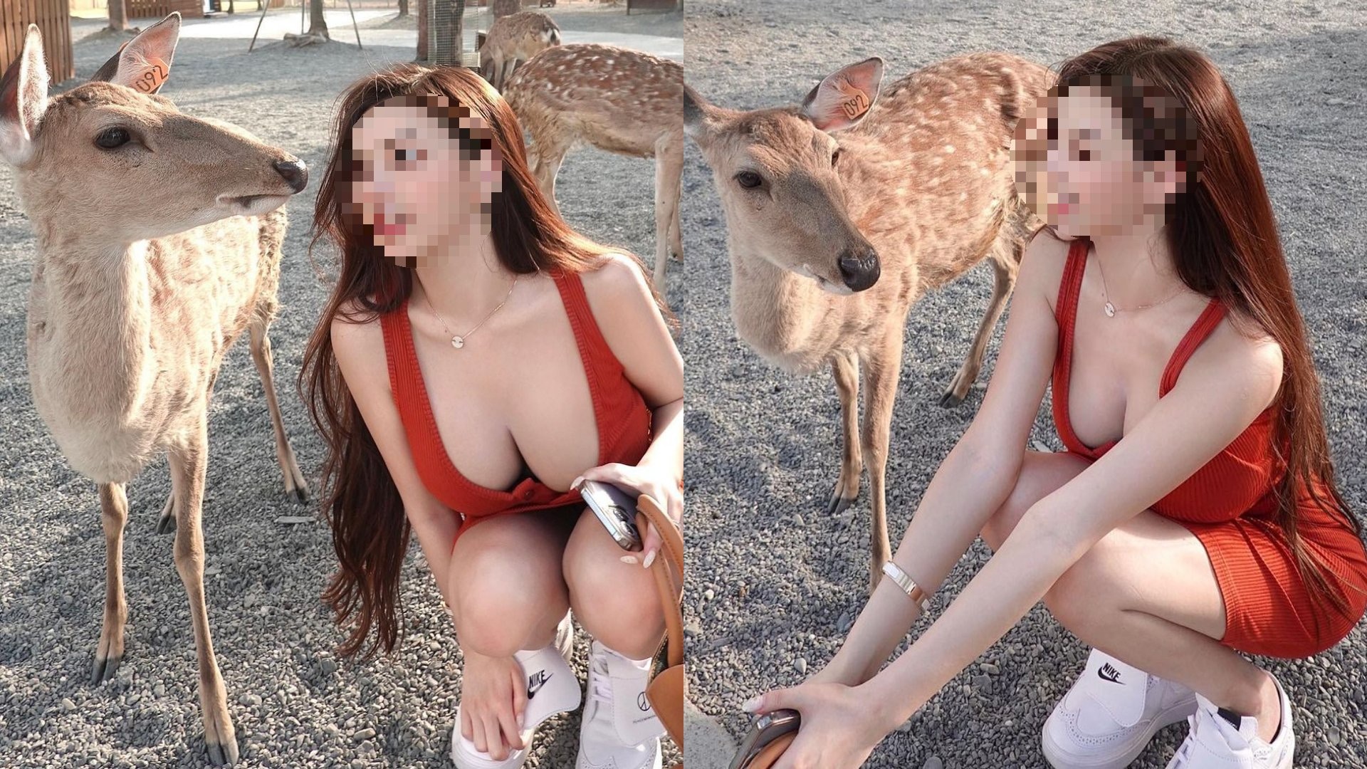 「兇版Angelababy」細肩背心裙難掩好身材　連小鹿都害羞不敢直視