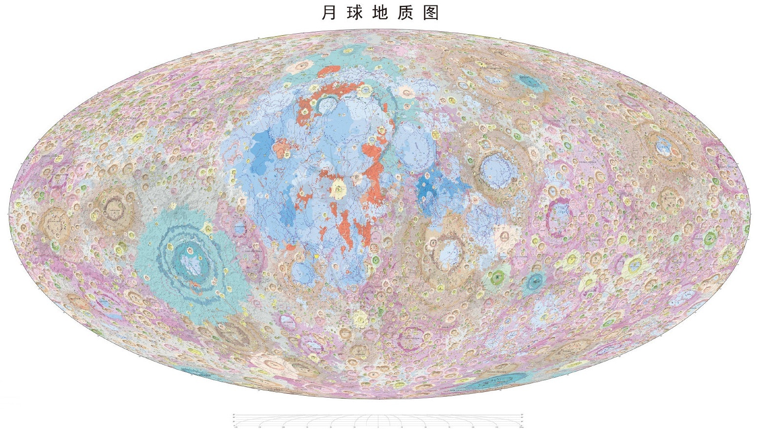 全球首幅 中國科學家團隊完成研製1:250萬月球全月地質圖 全球首幅 中國科學家團隊完成研製1:250萬月球全月地質圖