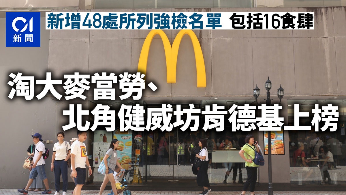 強制檢測︱増48處　麥當勞肯德基有分店上榜　又有唯一雲貴川風味
