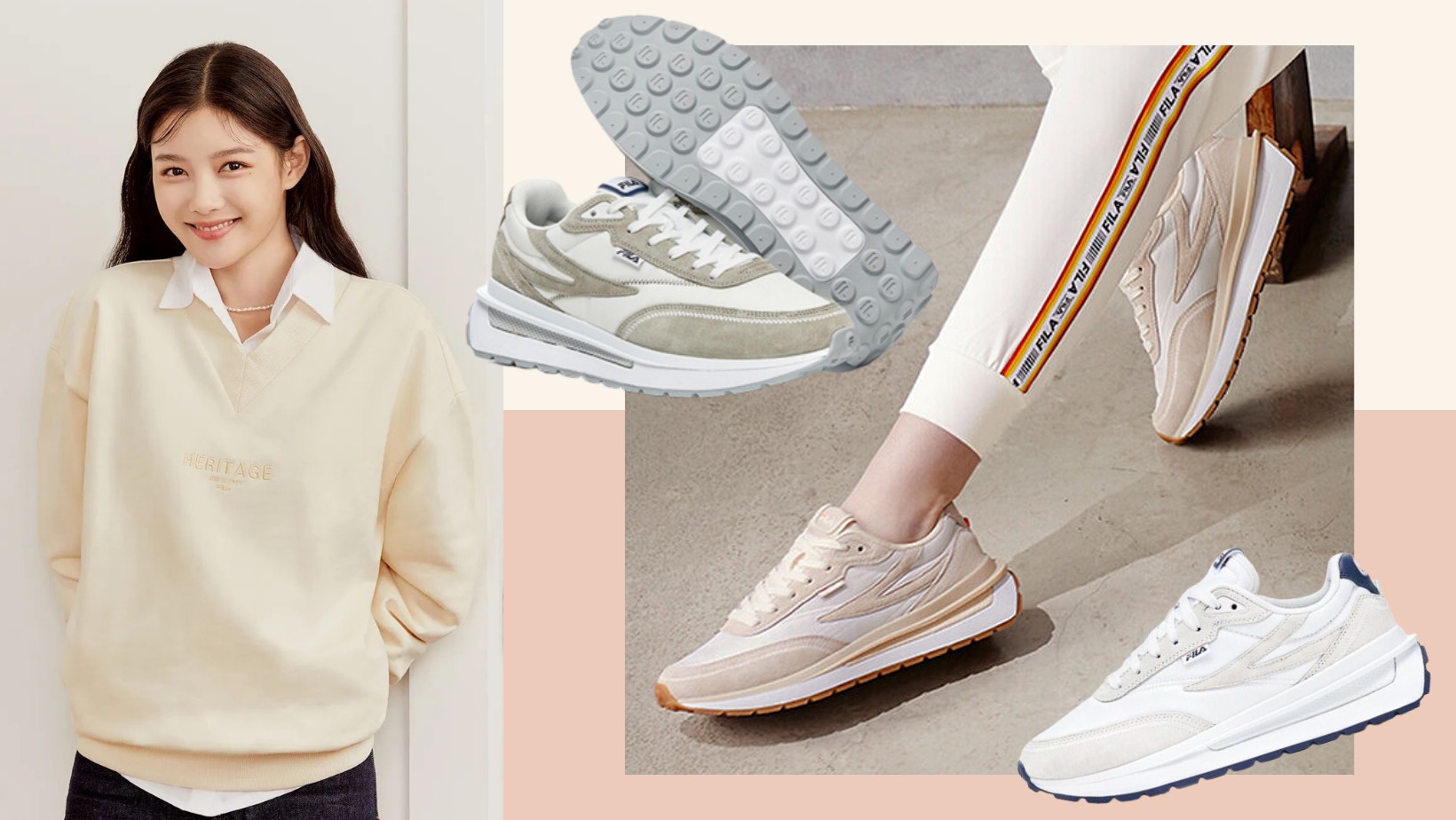 FILA RENNO厚底波鞋成新一代美腿神器　灰白、奶茶配色顯高又百搭