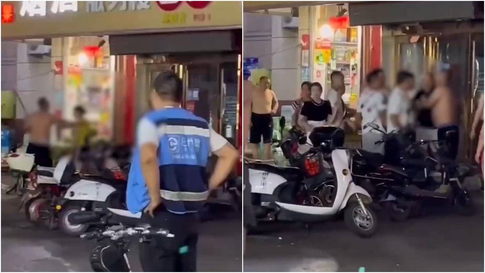河南漢深夜當街毆打女人 市民築人牆上前勸阻 河南漢深夜當街毆打女人 市民築人牆上前勸阻