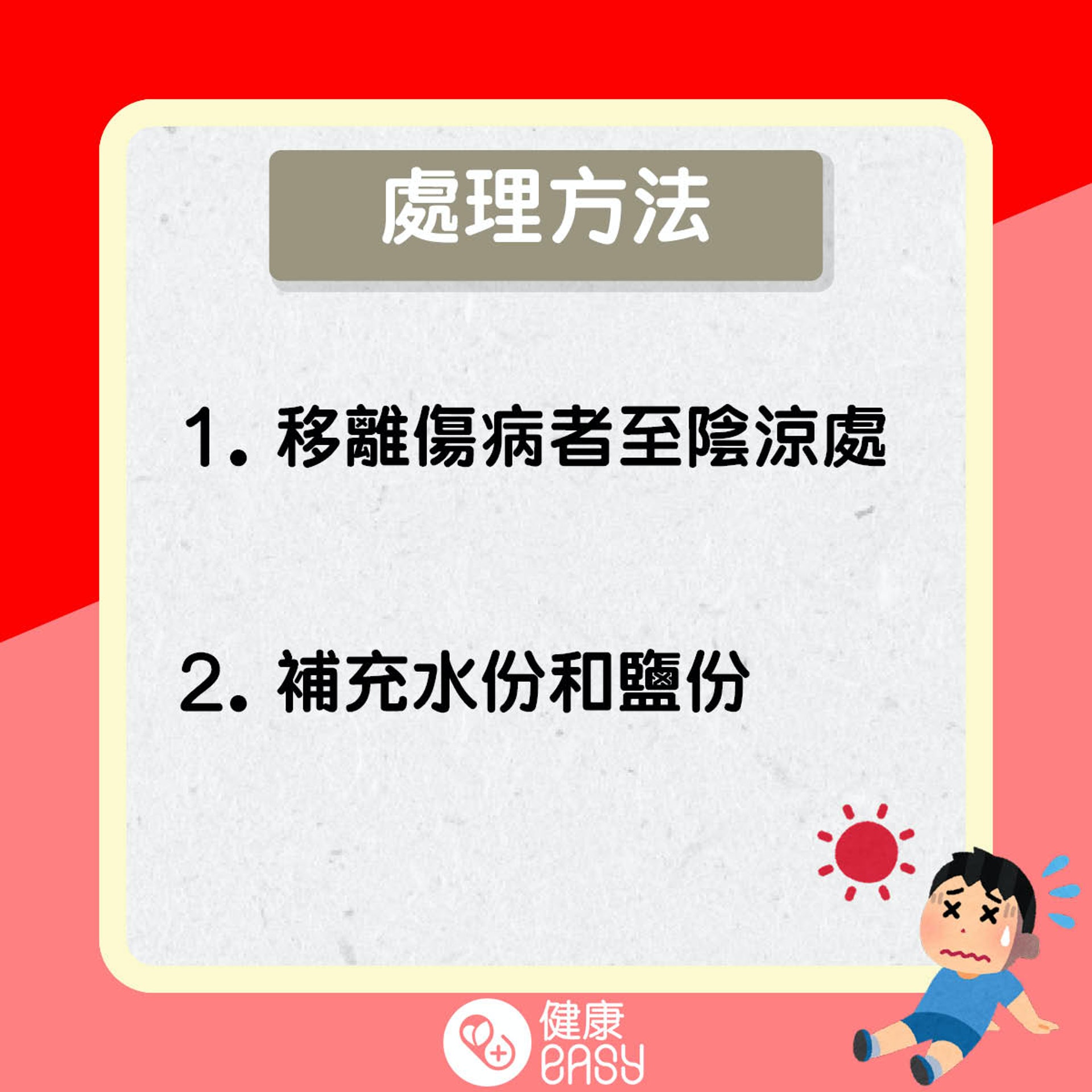 熱抽筋、熱衰竭、中暑症狀知多啲!(醫師Easy製圖) 熱抽筋、熱衰竭、中暑症狀知多啲!(醫師Easy製圖)