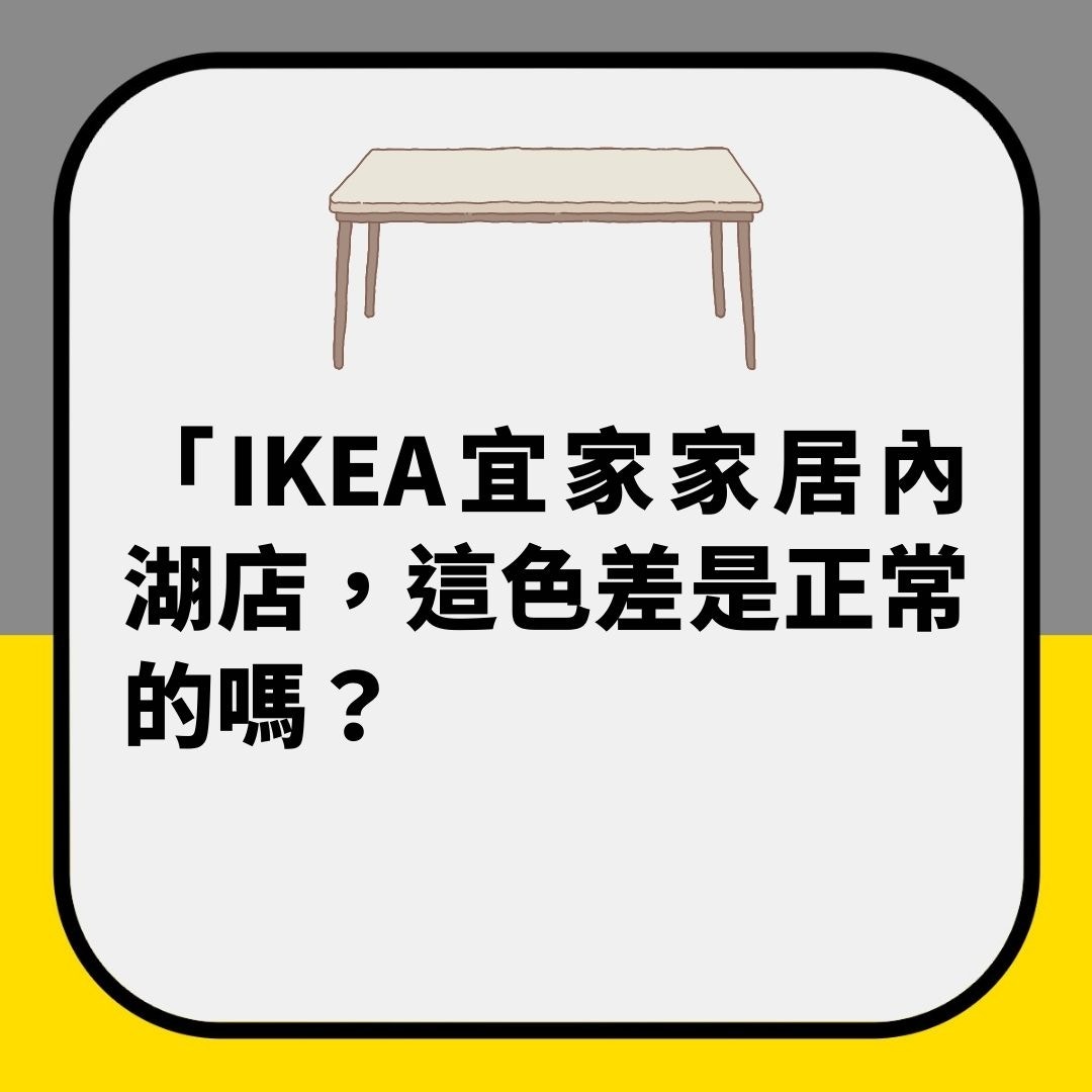 網友稱台IKEA宜家家居買枱中伏　同showroom嗰張完全唔同係正常？（01製圖）