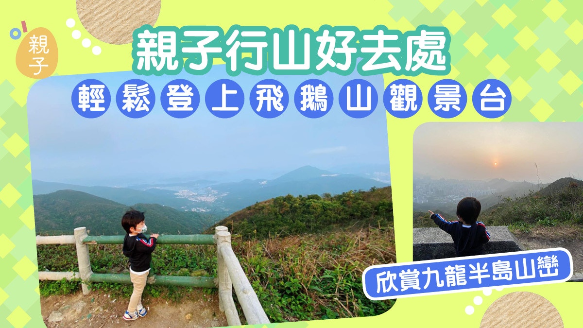 親子行山 輕鬆登上飛鵝山觀景台欣賞九龍半島山巒