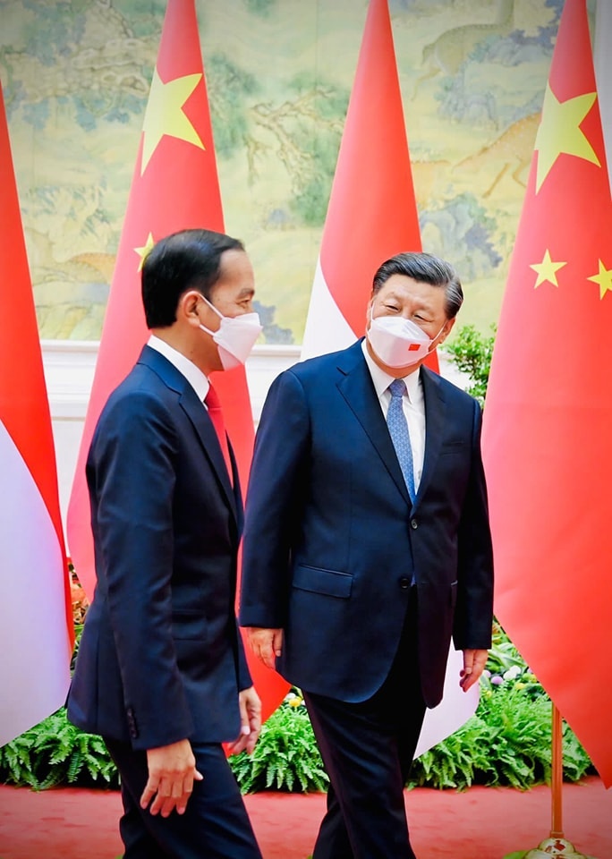 印尼总统佐科维多多（左）2022年7月26日在北京会见中国国家主席习近平（FB@Presiden Joko Widodo）
