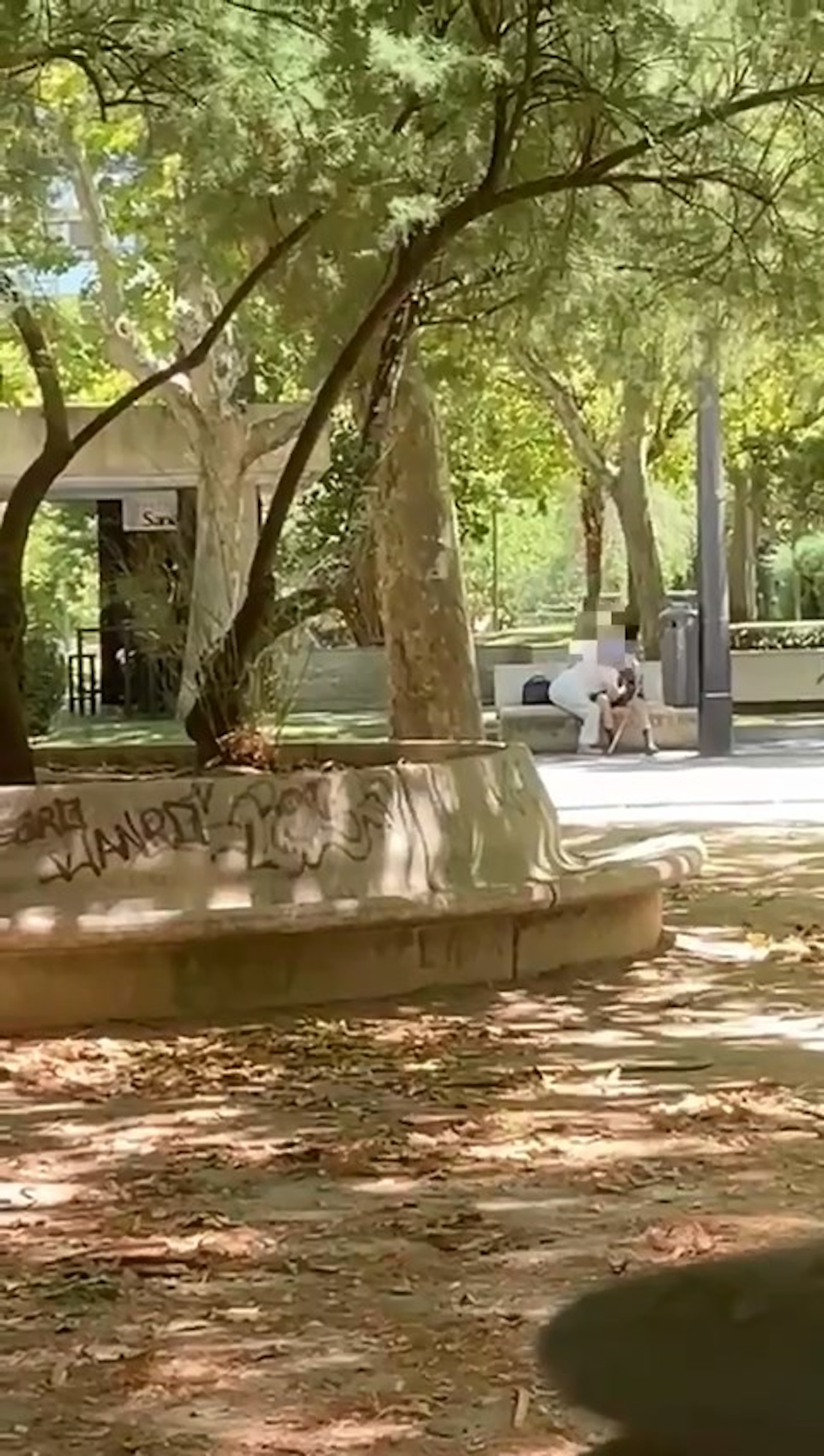 網上近日就瘋傳一段「活春宮」影片，西班牙薩莫拉省（Zamora）濱海公園裏有一對年過70歲的老夫婦，竟然光天化日下坐在長椅公然「口交」。（影片截圖）