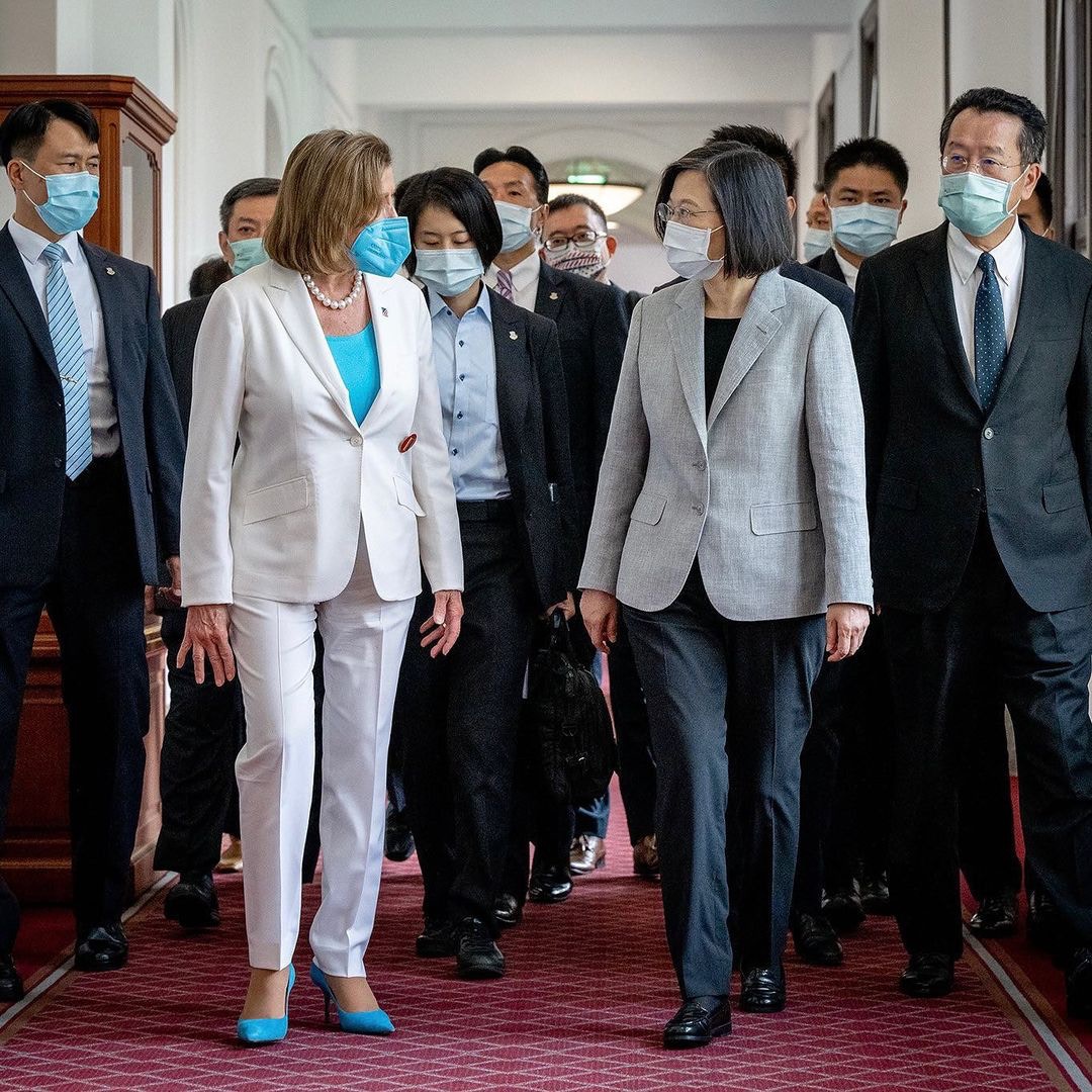 周三，佩洛西與台灣總統蔡英文會晤。（蔡英文IG）