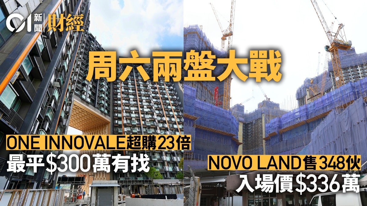 周六兩盤對壘賣666伙 ONE INNOVALE超購23倍 NOVO LAND賣348伙 周六兩盤對壘賣666伙 ONE INNOVALE超購23倍 NOVO LAND賣348伙