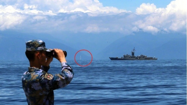 台海軍演|解放軍遠眺台軍艦及本島?台灣事實查核中心:明顯合成 台海軍演|解放軍遠眺台軍艦及本島?台灣事實查核中心:明顯合成