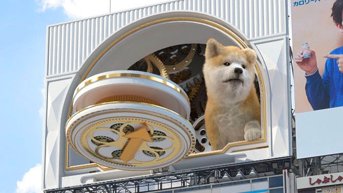 日本超可愛「3D秋田犬」登陸澀谷街頭報時 不讓新宿3D貓專美 日本超可愛「3D秋田犬」登陸澀谷街頭報時 不讓新宿3D貓專美