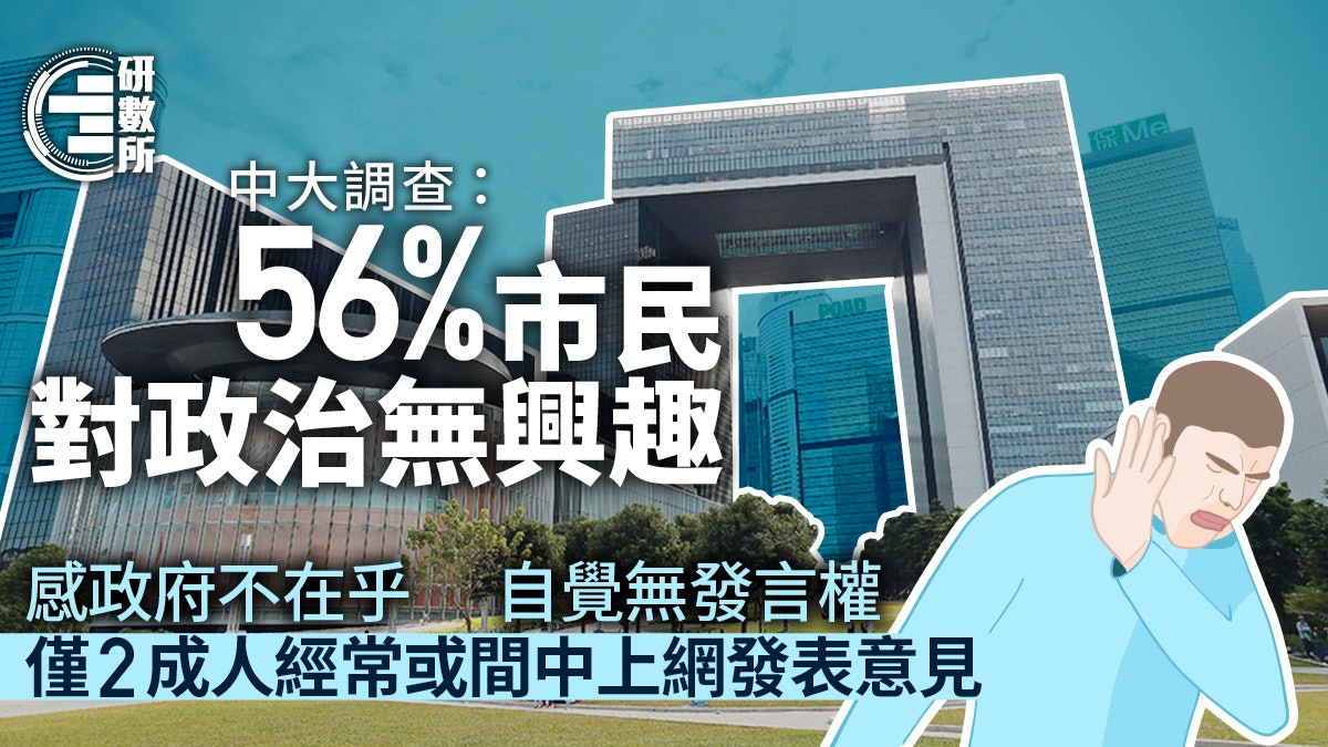 中大調查 逾半市民政治冷感近半認為政府不在乎自己 無發言權 中大調查 逾半市民政治冷感近半認為政府不在乎自己 無發言權