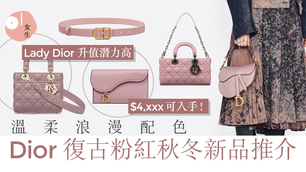 Dior手袋2022｜13款復古粉紅色秋冬新品　LADY DIOR、馬鞍袋必收