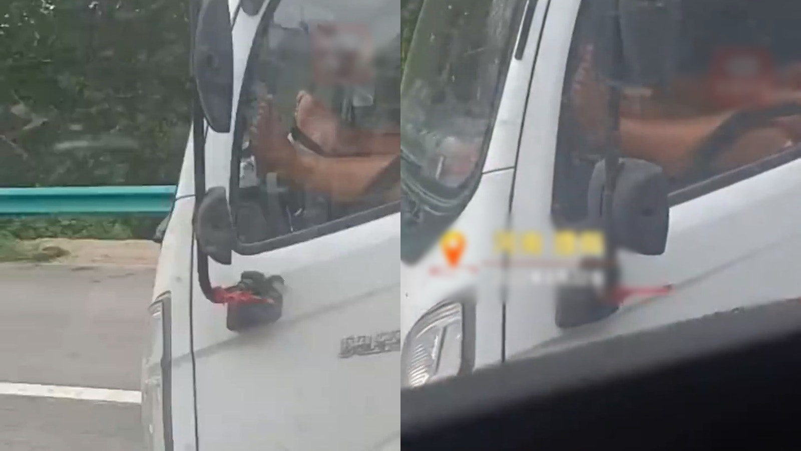 快速路貨車男疑 以腳掌軚 嚇窒路人不理其他車司機按喇叭警告