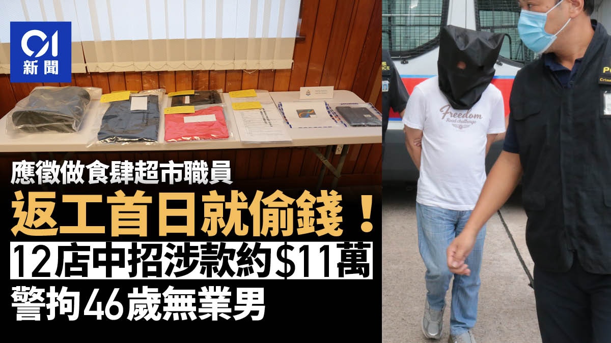 返工首日暗偷收銀機現金連環盜竊12店慣匪落網涉款近$11萬