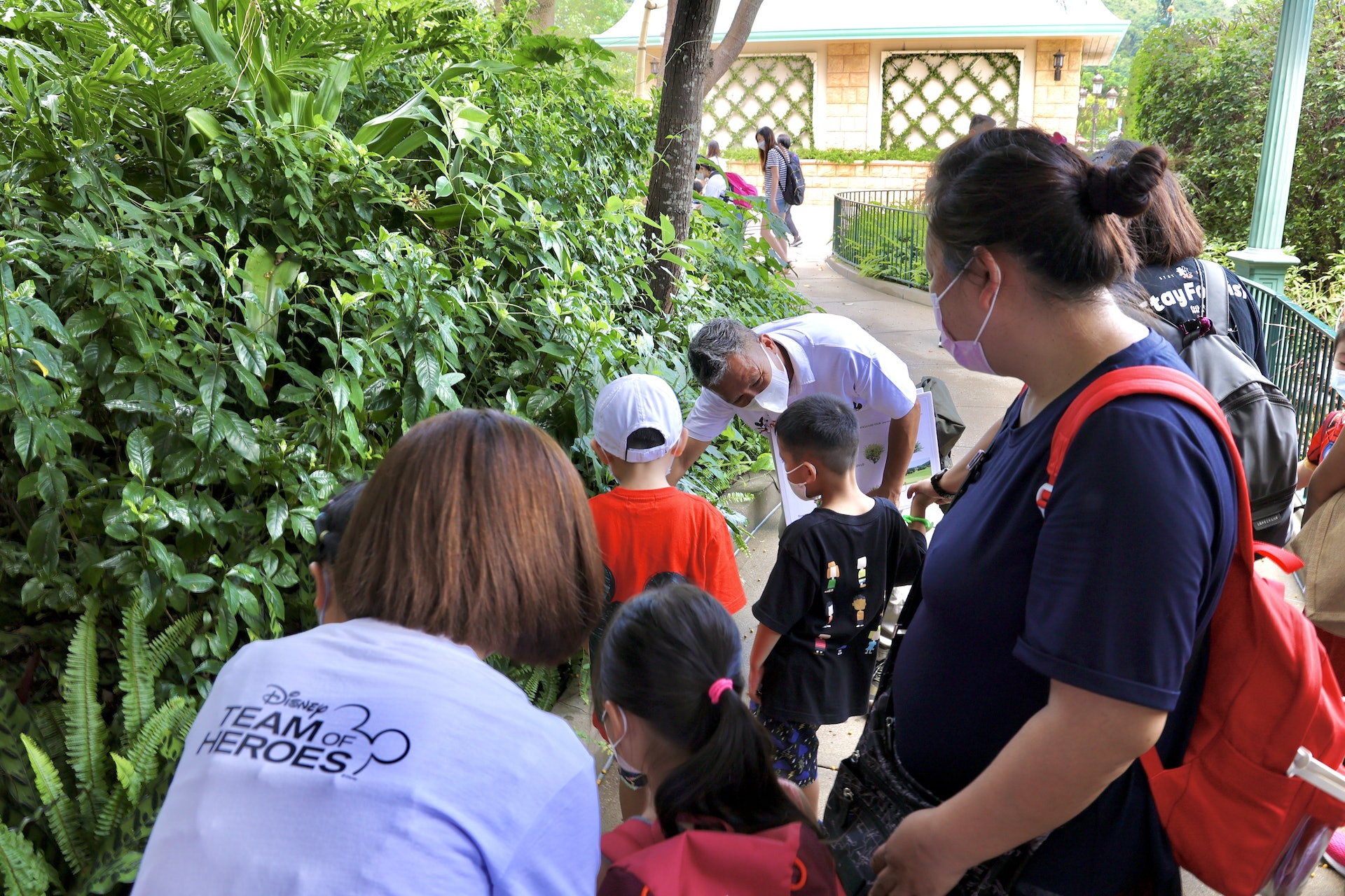 香港迪士尼於本月中與社會組織合作舉辦導賞團，邀請自閉症兒童及其家庭，親身遊覽迪士尼，並學習植物與日常生活的關係。（迪士尼提供圖片）
