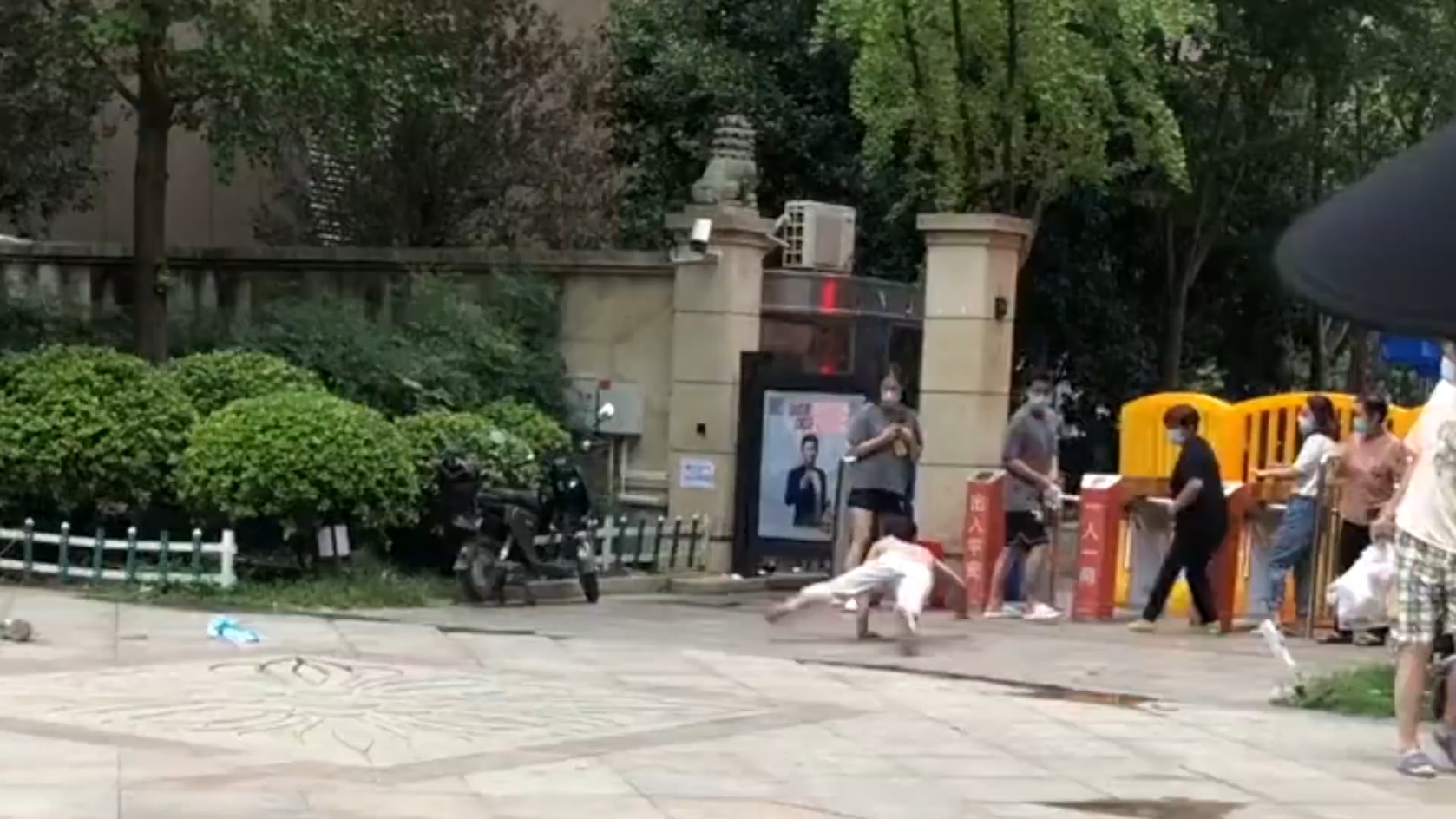 怀疑精神失常男子趴地狂吠扑咬路人，被警强制抬走调查（视频/组图） - 1