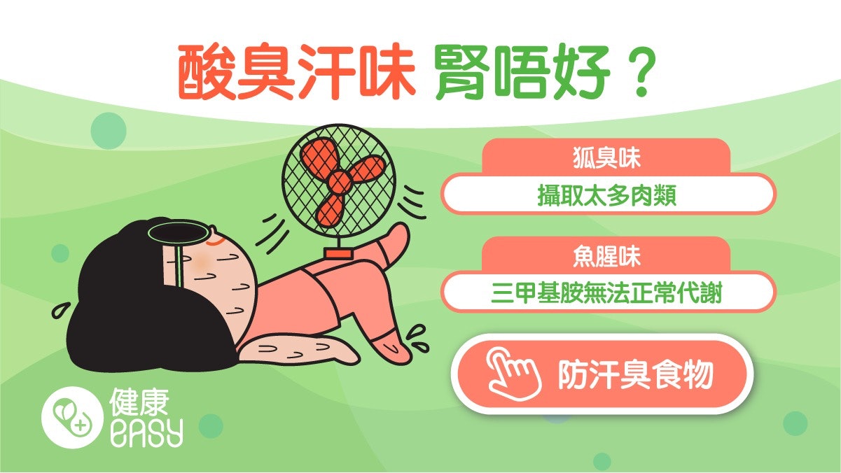 體臭|汗水有酸味代表腎臟出狀況?醫揭3大汗味異常健康亮紅燈 體臭|汗水有酸味代表腎臟出狀況?醫揭3大汗味異常健康亮紅燈