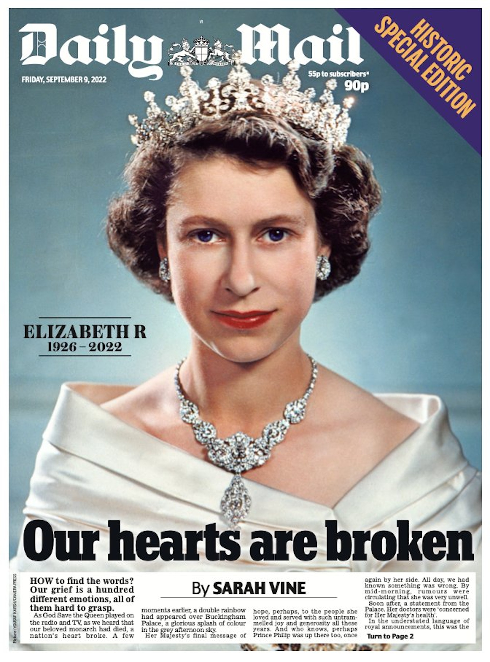 英女王逝世:英國各大報紙頭版(Daily Mail) 英女王逝世:英國各大報紙頭版(Daily Mail)