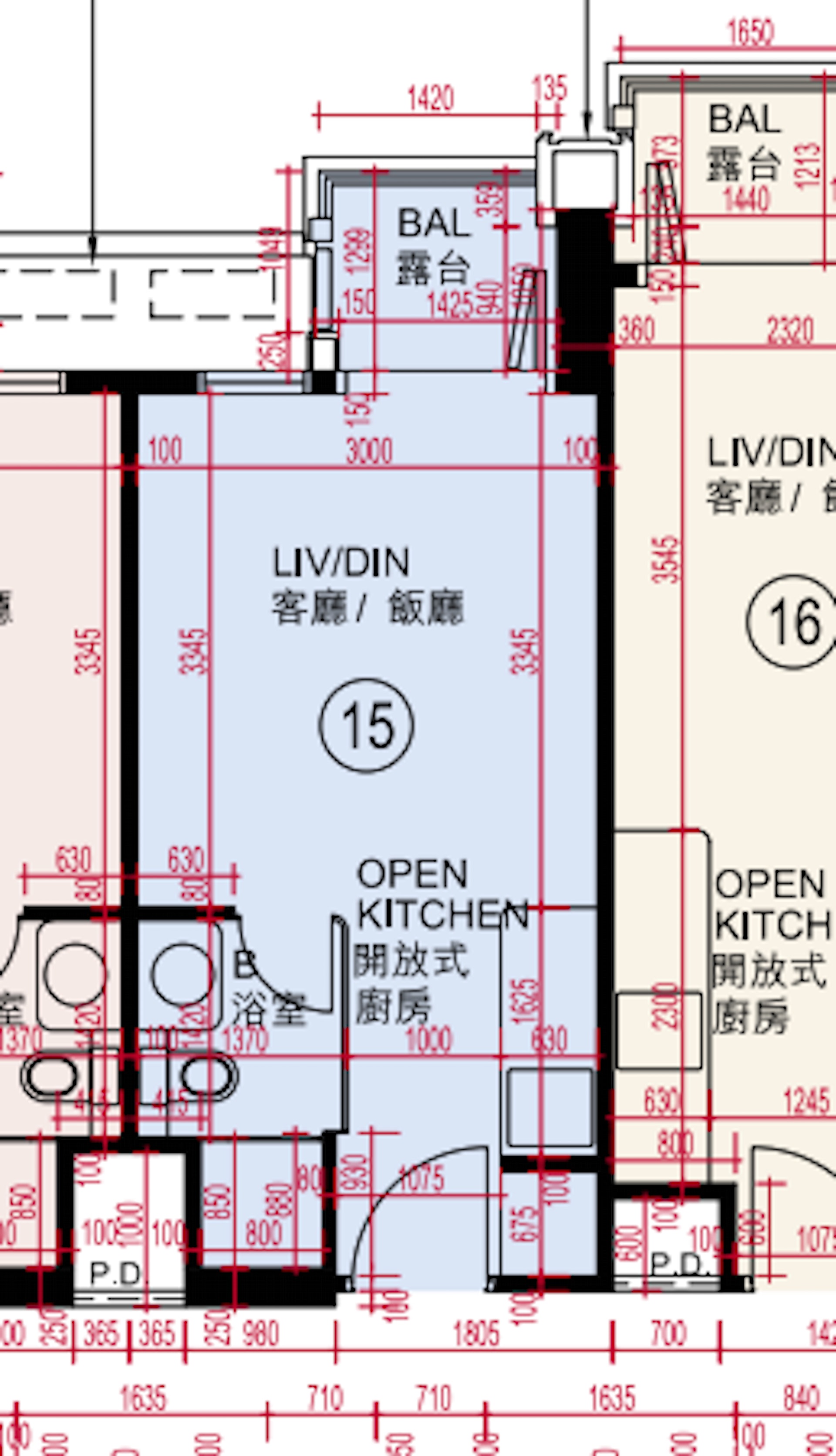 若單計標準戶,實用面積最細則由221平方呎起,位於C座15室,屬開放式間隔。(樓書資料) 若單計標準戶,實用面積最細則由221平方呎起,位於C座15室,屬開放式間隔。(樓書資料)