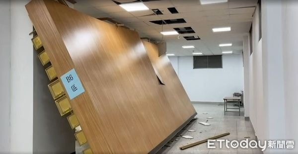 地震導致台東一個骨灰龕場受損，牆面倒塌，約800個骨灰盅摔落地上。（《ETtoday新聞雲》）