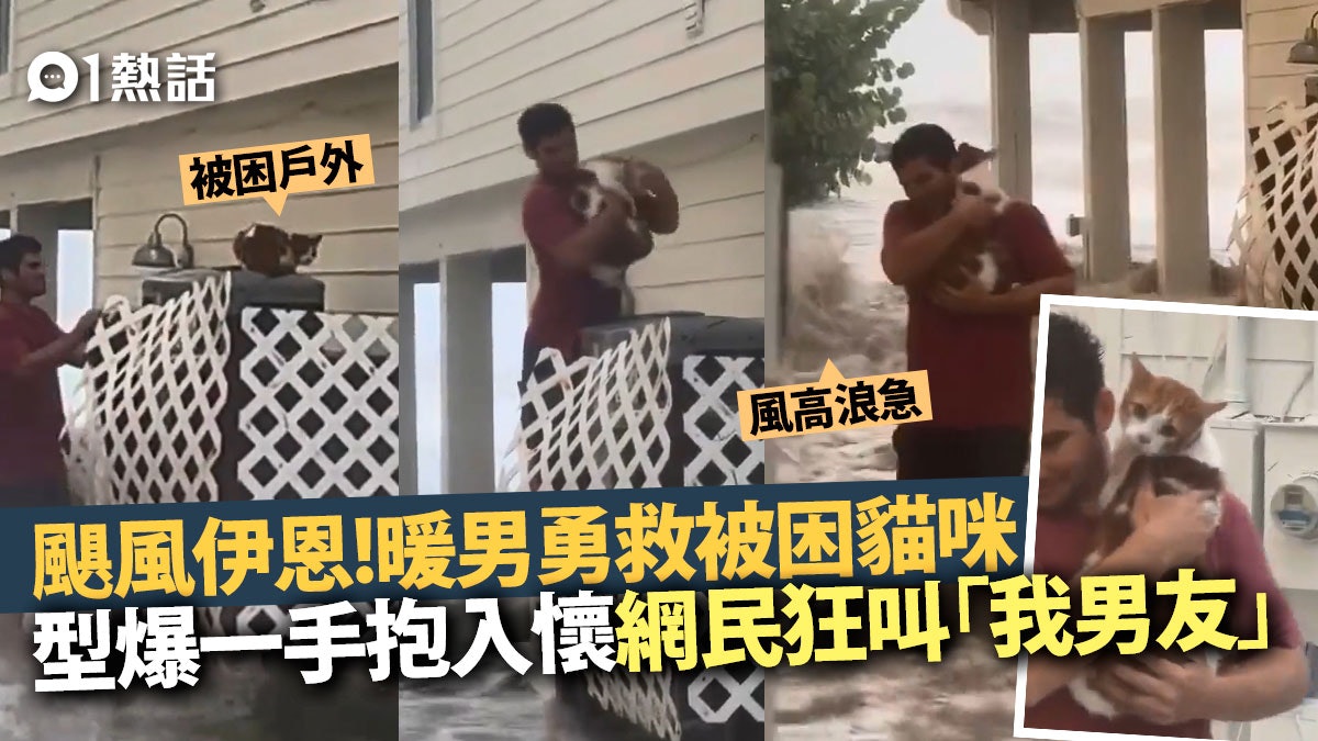 颶風伊恩|暖男救水浸被困貓咪 被封「大家的男友」 結局更暖心 颶風伊恩|暖男救水浸被困貓咪 被封「大家的男友」 結局更暖心