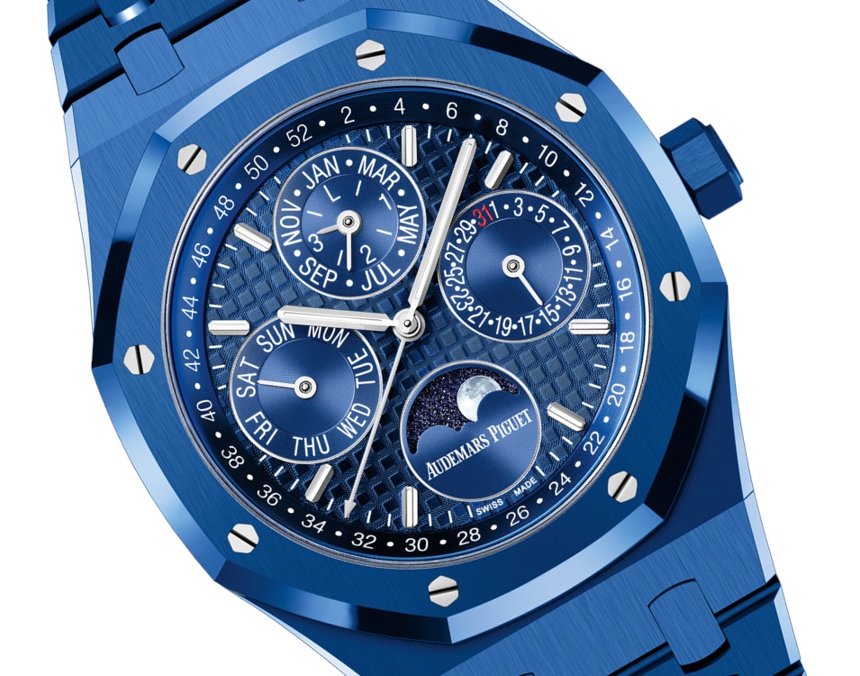 Audemars Piguet 藍色陶瓷皇家橡樹萬年曆手錶 26579CS（Audemars Piguet官網）