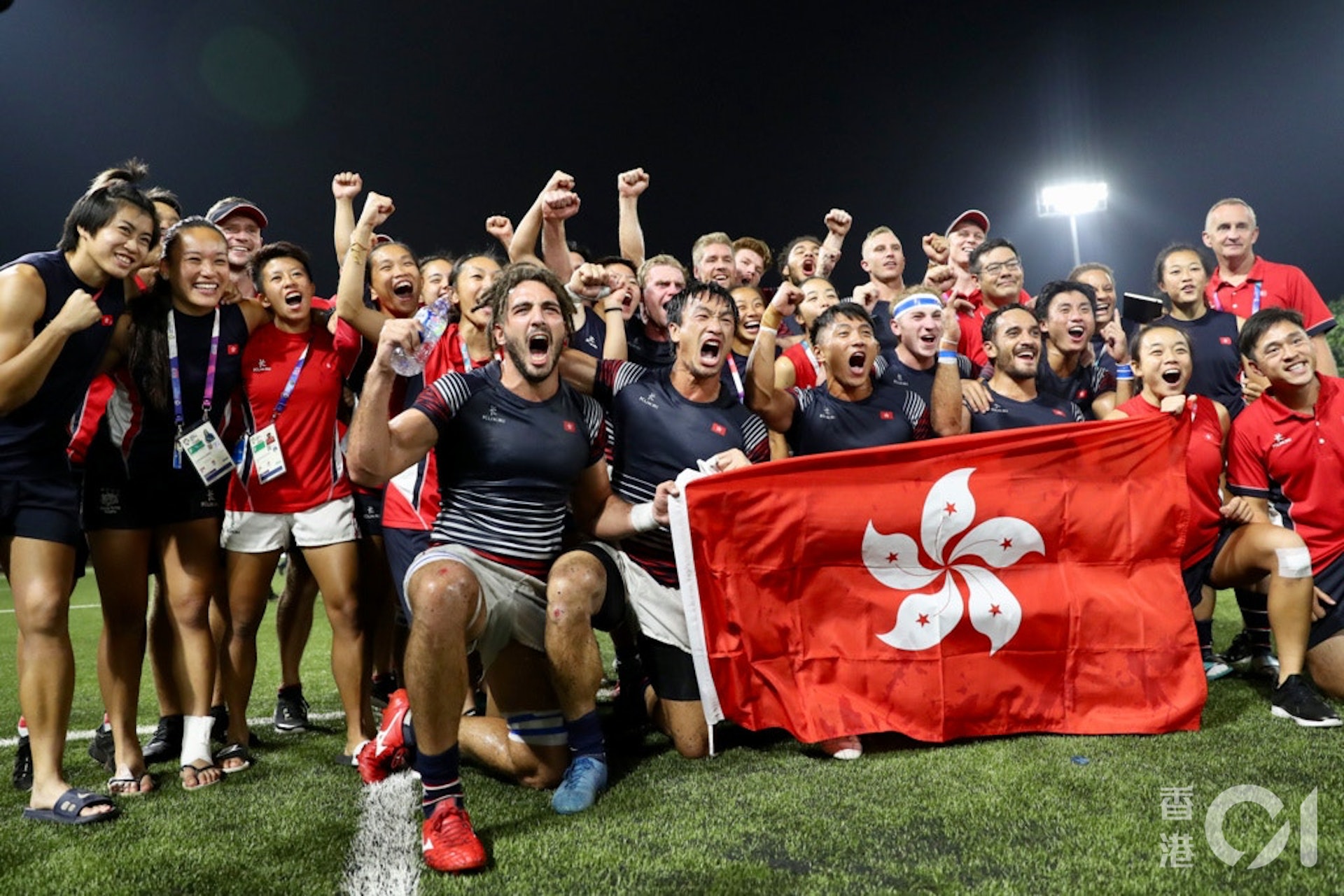 香港男子七人欖球代表隊在2018年雅加達亞運奪金。(資料圖片/潘思維攝) 香港男子七人欖球代表隊在2018年雅加達亞運奪金。(資料圖片/潘思維攝)