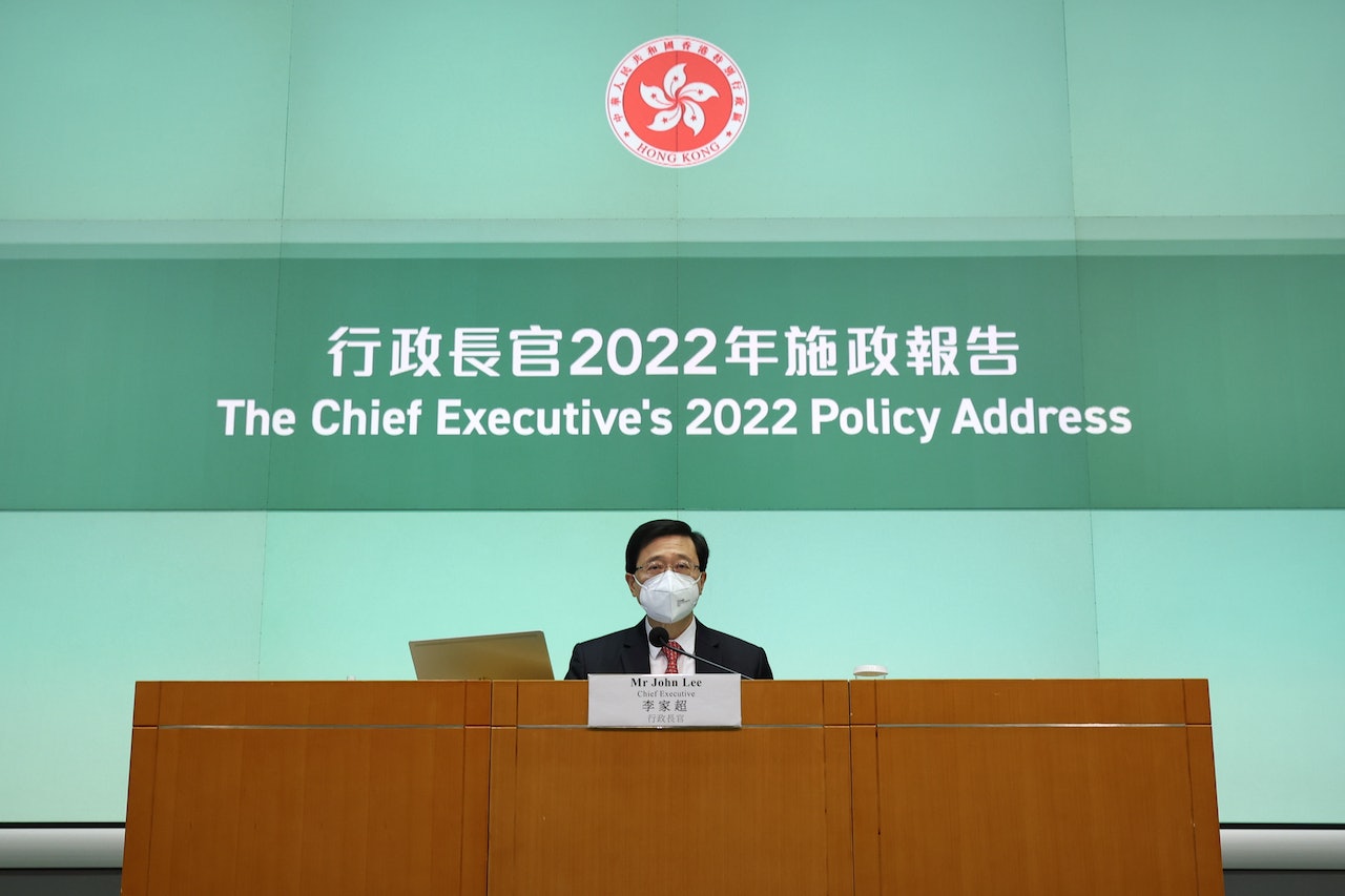 李家超出席施政報告記者會。(李澤彤攝) 李家超出席施政報告記者會。(李澤彤攝)